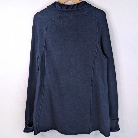 Soft Surroundings Navy Blue Henley Sweater Knit Pullover Angora Cashmere Blend L - Picture 2 of 6